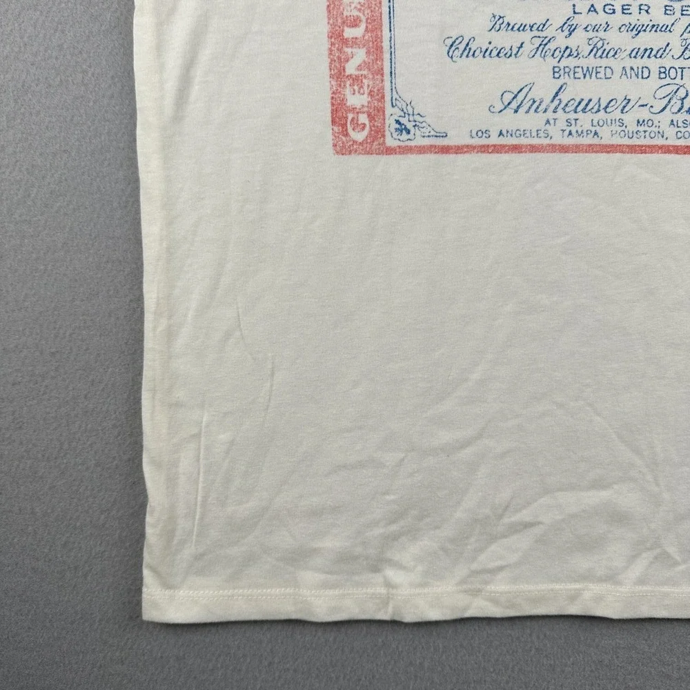 Budweiser Shirt Men's Large White Beer Label Graphic Tee Hybrid Apparel NWT